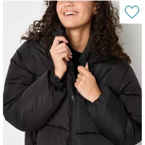 Forever 21 BLACK SHORT PUFFER JACKET, Y2K Black PufferCoat Size Large Forever 21 - Picture 3 of 9
